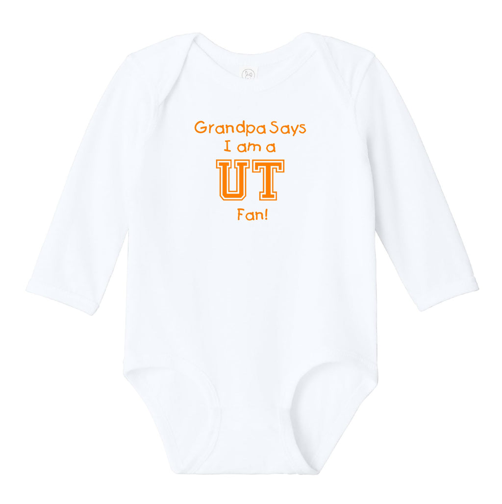 My Dad/Grandpa/Uncle Says I am a Tennessee Fan Baby Jersey Bodysuit Outfit - White