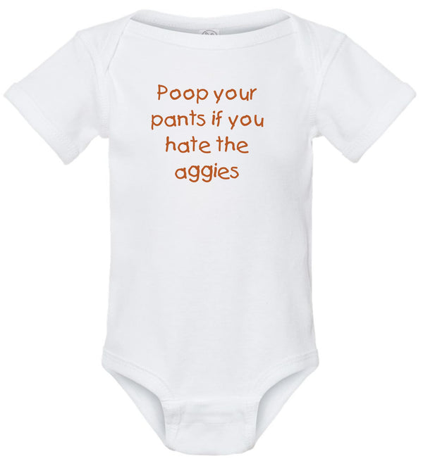 Texas Fan Poop Your Pants if you Hate the Sooners or Aggies Baby Jersey Bodysuit Outfit