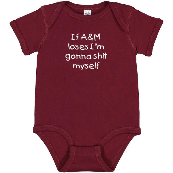 If Texas A&M Loses I'm Gonna Shit Myself Funny Baby Fan Bodysuit