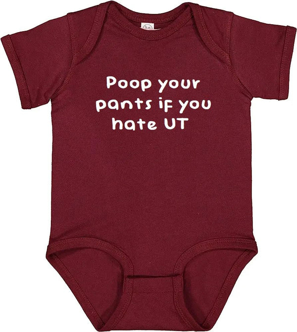 Poop Your Pants if You Hate the Horns Funny Aggies Fan Baby Bodysuit