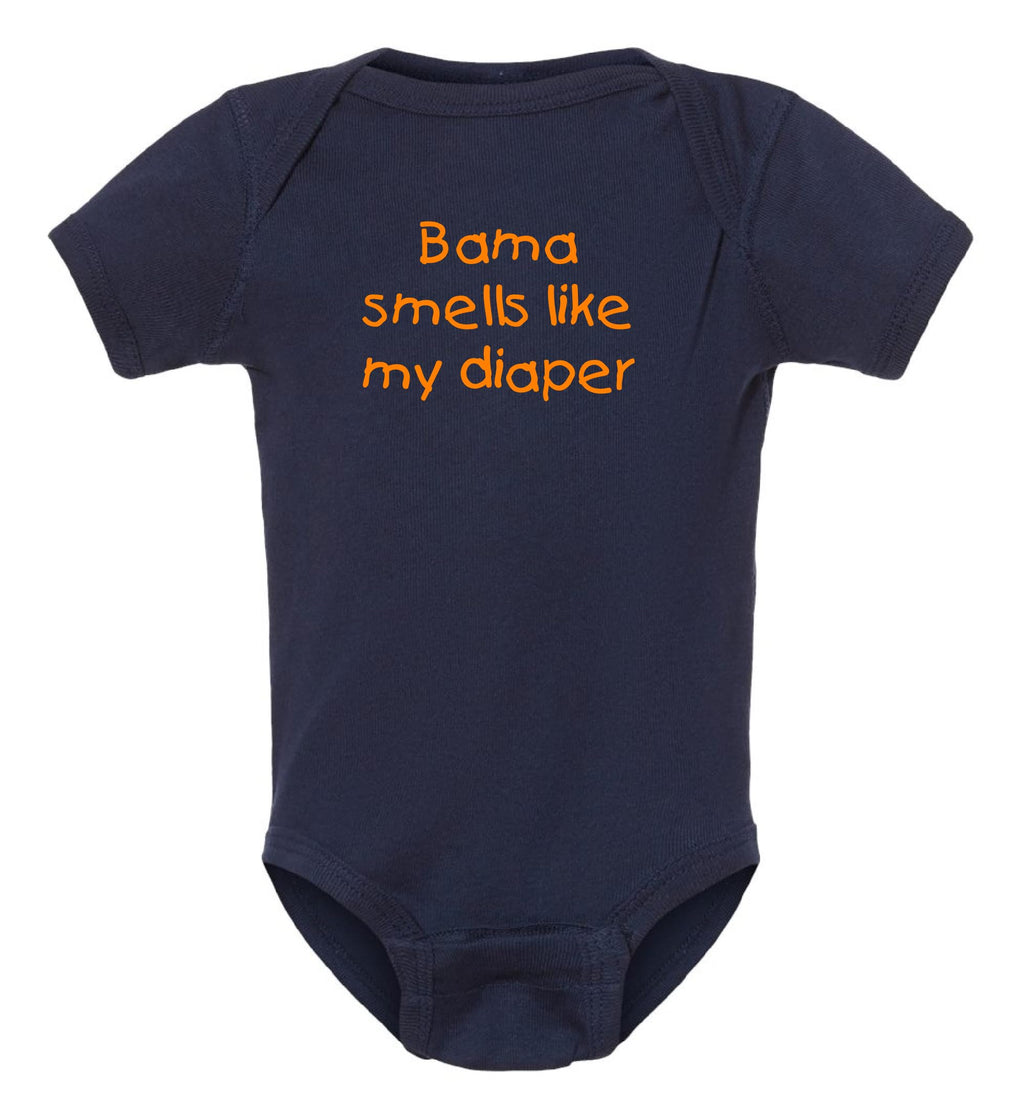 Auburn Fan Alabama Smells Like My Diaper Baby Bodysuit