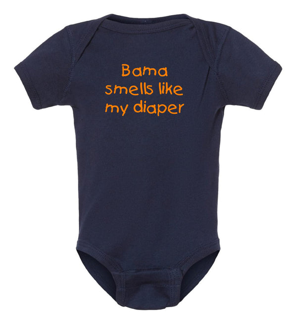 Auburn Fan Alabama Smells Like My Diaper Baby Bodysuit