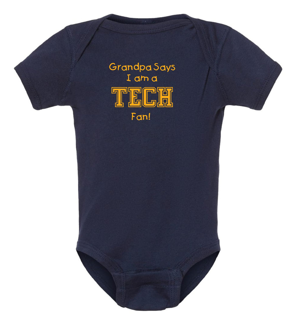 My Dad or Grandpa Says I'm a Georgia Tech Fan Baby Bodysuit